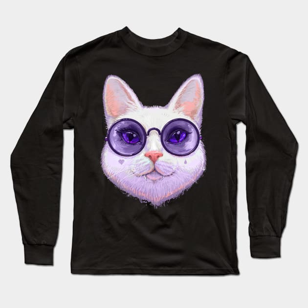 Cat in glasses Long Sleeve T-Shirt by NikKor